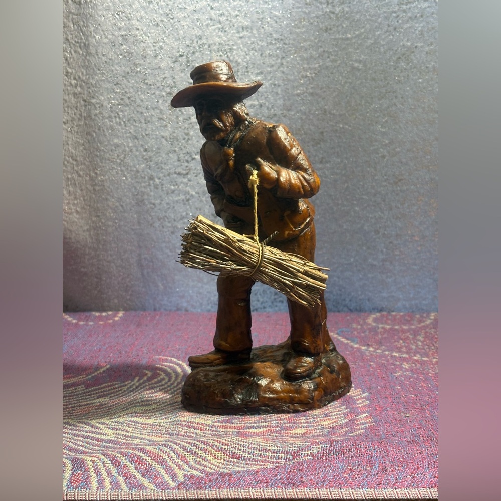Vintage Rustic wooden Farmer figurine